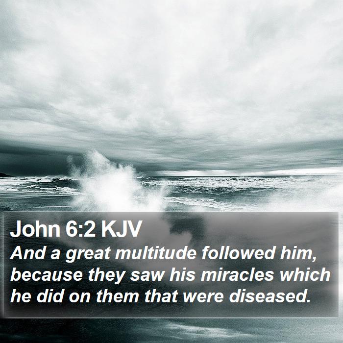 John 6:2 KJV - And a great multitude followed him, because they - Bible Verse Picture