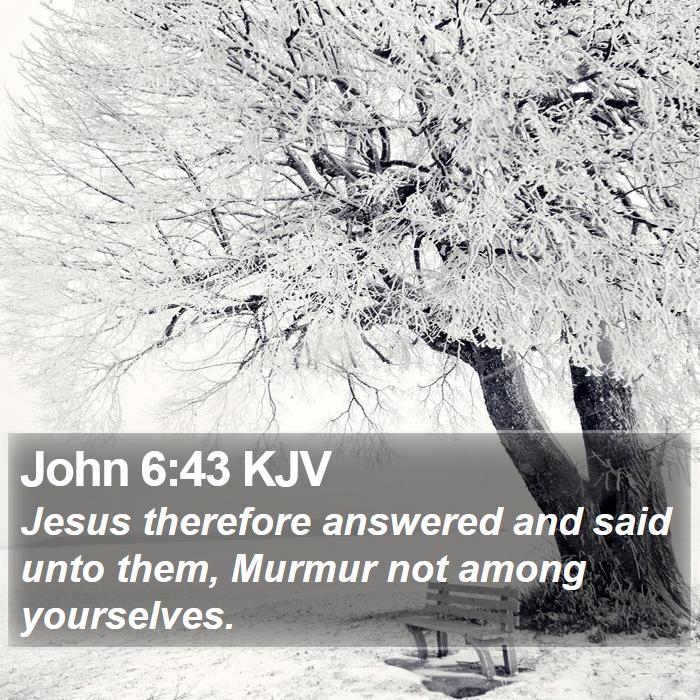 John 6:43 KJV - Jesus therefore answered and said unto them, - Bible Verse Picture