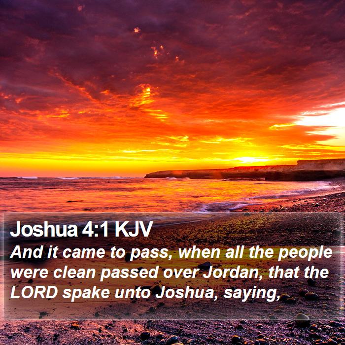 Joshua 4:1 KJV - And it came to pass, when all the people were - Bible Verse Picture