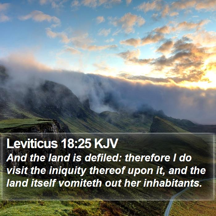 Leviticus 18:25 KJV - And the land is defiled: therefore I do visit the - Bible Verse Picture