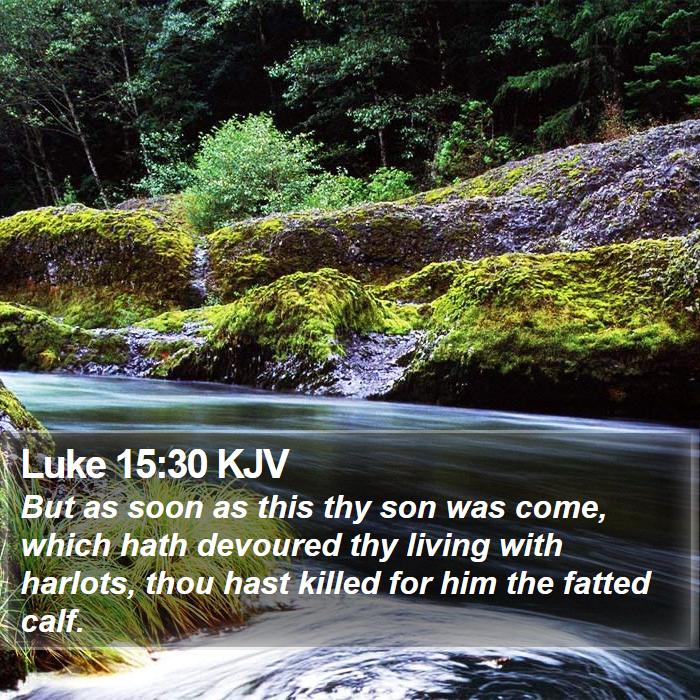 Luke 15:30 KJV - But as soon as this thy son was come, which hath - Bible Verse Picture