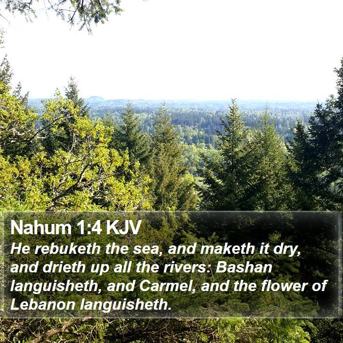 Nahum 1:4 KJV - He rebuketh the sea, and maketh it dry, and - Bible Verse Picture