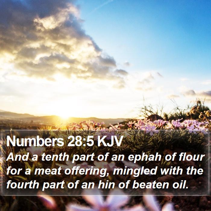 Numbers 28:5 KJV - And a tenth part of an ephah of flour for a meat - Bible Verse Picture