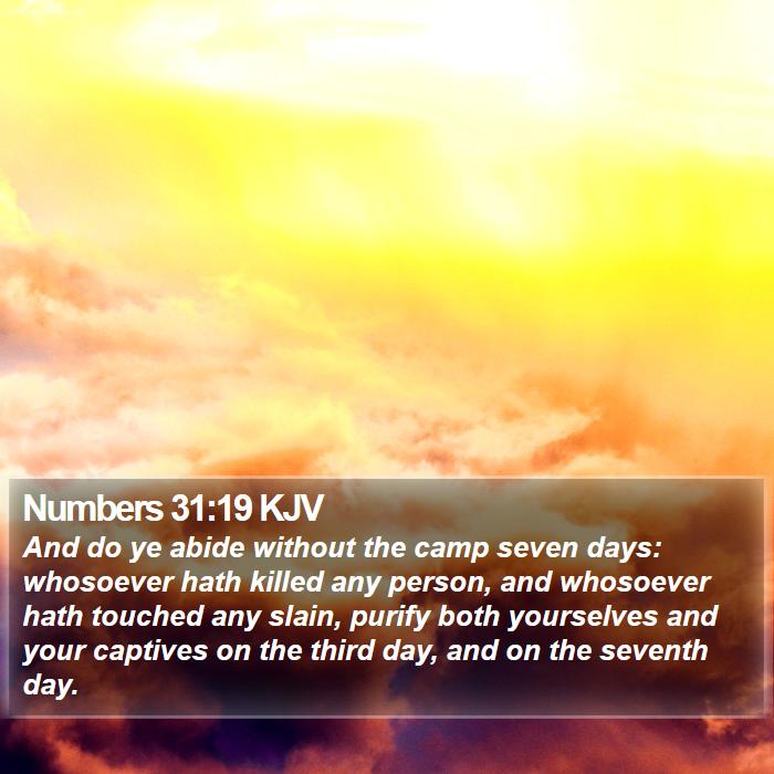 Numbers 31:19 KJV - And do ye abide without the camp seven days: - Bible Verse Picture