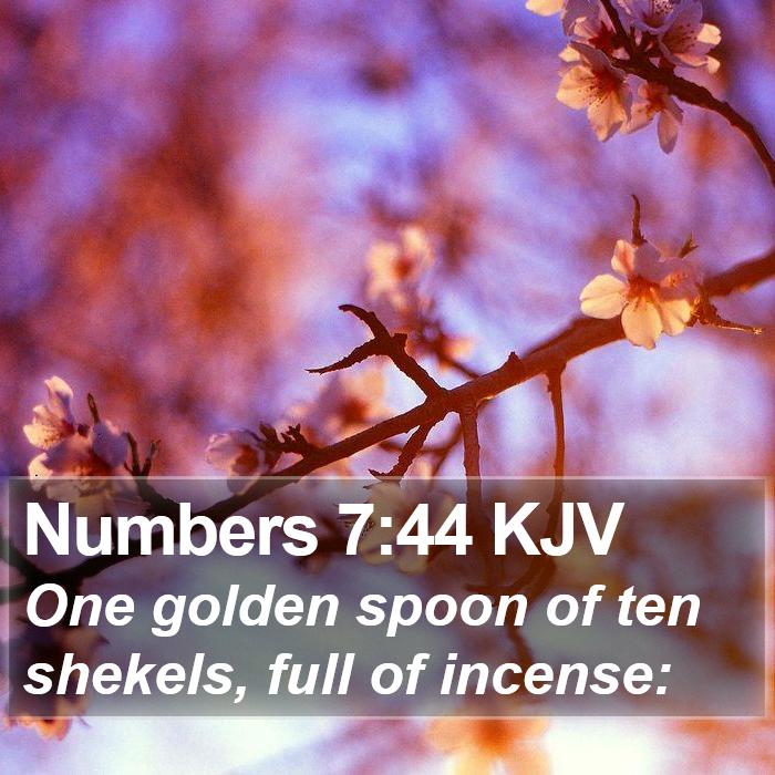 Numbers 7:44 KJV - One golden spoon of ten shekels, full of - Bible Verse Picture