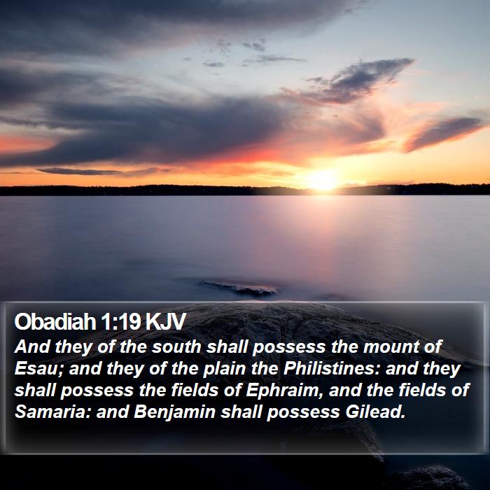 Obadiah 1:19 KJV - And they of the south shall possess the mount of - Bible Verse Picture