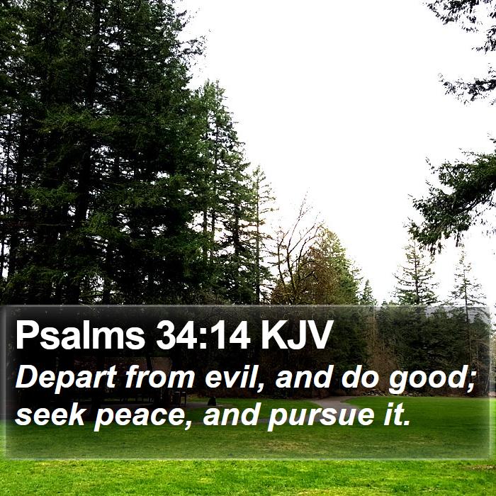 Psalms 34:14 KJV - Depart from evil, and do good; seek peace, and - Bible Verse Picture