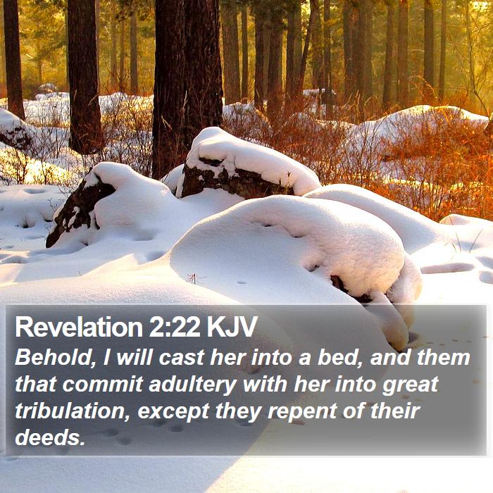Revelation 2:22 KJV - Behold, I will cast her into a bed, and them that - Bible Verse Picture