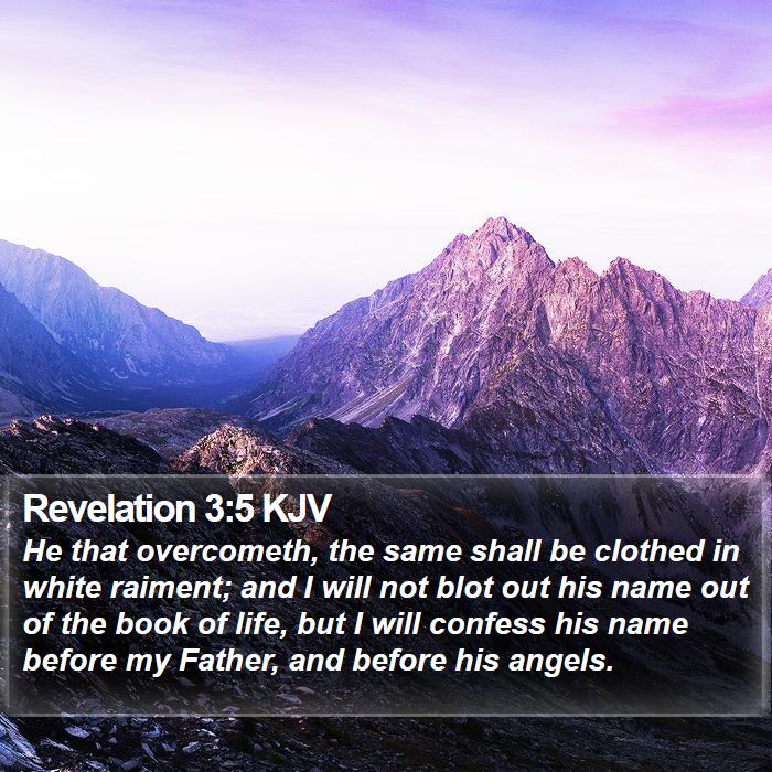 Revelation 3:5 KJV - He that overcometh, the same shall be clothed in - Bible Verse Picture