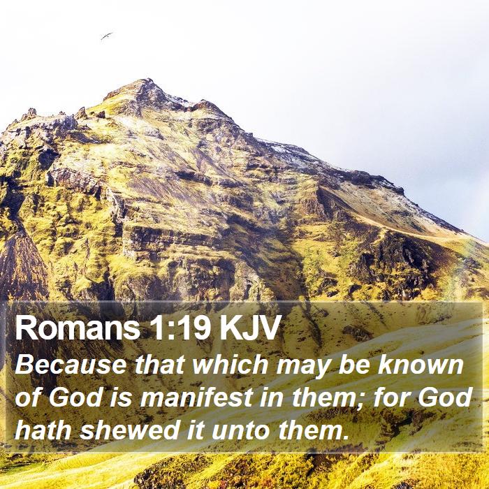 Romans 1:19 KJV - Because that which may be known of God is - Bible Verse Picture