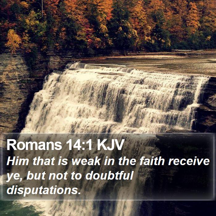 Romans 14:1 KJV - Him that is weak in the faith receive ye, but not - Bible Verse Picture