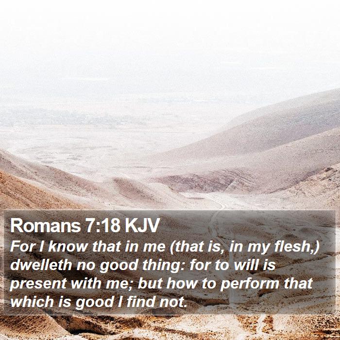 Romans 7:18 KJV - For I know that in me (that is, in my flesh,) - Bible Verse Picture
