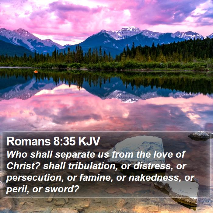 Romans 8:35 KJV - Who shall separate us from the love of Christ? - Bible Verse Picture