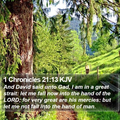 1 Chronicles 21:13 KJV Bible Verse Image