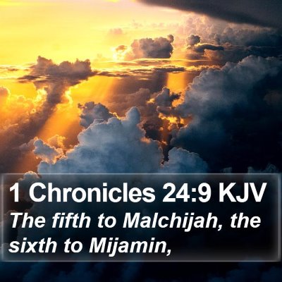 1 Chronicles 24:9 KJV Bible Verse Image