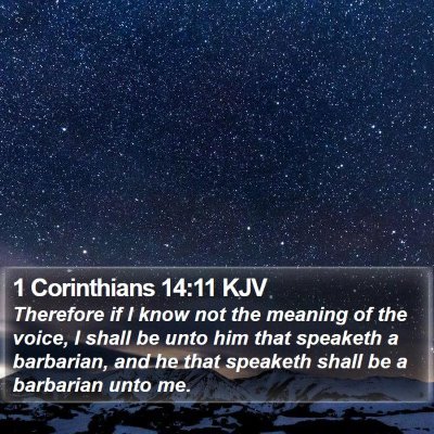 1 Corinthians 14:11 KJV Bible Verse Image