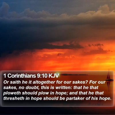 1 Corinthians 9:10 KJV Bible Verse Image