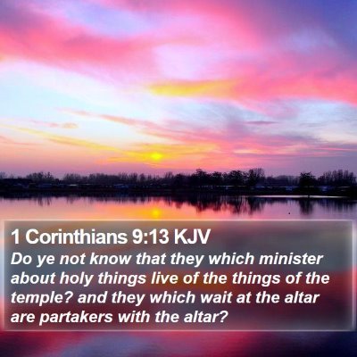 1 Corinthians 9:13 KJV Bible Verse Image
