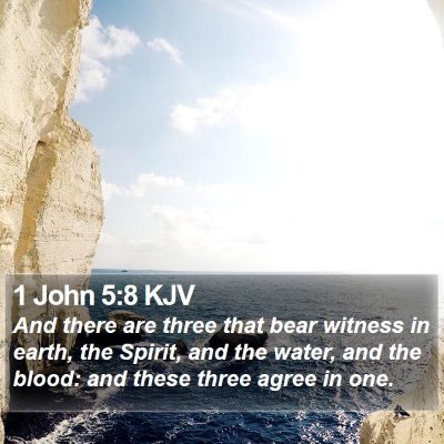 1 John 5:8 KJV Bible Verse Image