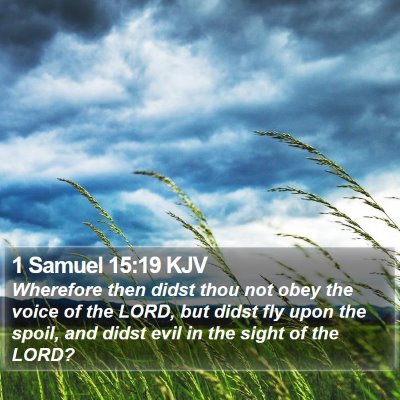 1 Samuel 15:19 KJV Bible Verse Image
