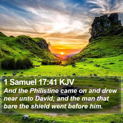 1 Samuel 17:41 KJV Bible Verse Image
