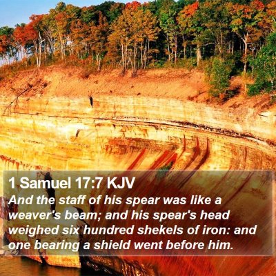 1 Samuel 17:7 KJV Bible Verse Image