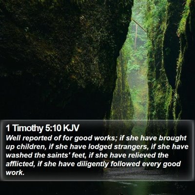 1 Timothy 5:10 KJV Bible Verse Image