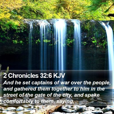 2 Chronicles 32:6 KJV Bible Verse Image
