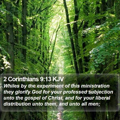 2 Corinthians 9:13 KJV Bible Verse Image