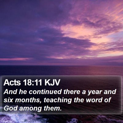 Acts 18:11 KJV Bible Verse Image
