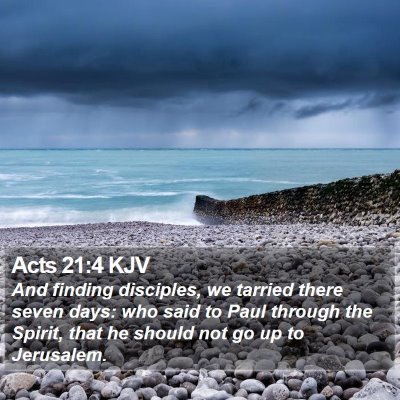 Acts 21:4 KJV Bible Verse Image