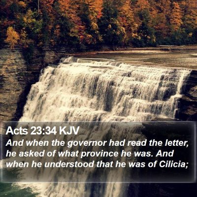 Acts 23:34 KJV Bible Verse Image