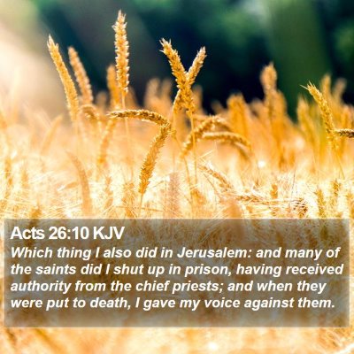 Acts 26:10 KJV Bible Verse Image