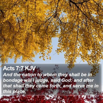 Acts 7:7 KJV Bible Verse Image