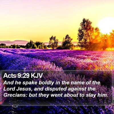 Acts 9:29 KJV Bible Verse Image