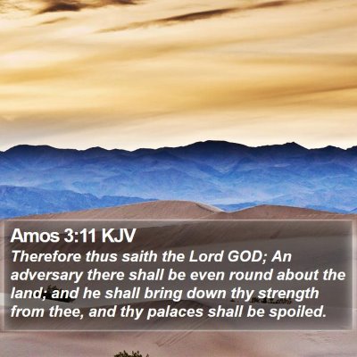 Amos 3:11 KJV Bible Verse Image