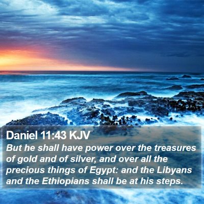 Daniel 11:43 KJV Bible Verse Image