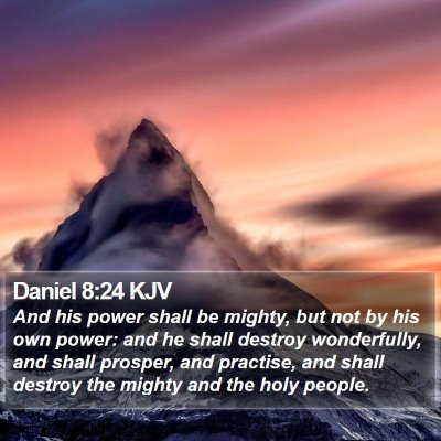 Daniel 8:24 KJV Bible Verse Image