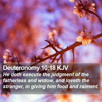 Deuteronomy 10:18 KJV Bible Verse Image