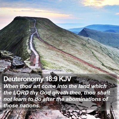 Deuteronomy 18:9 KJV Bible Verse Image