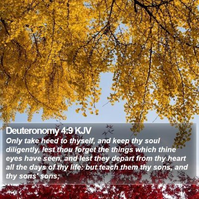 Deuteronomy 4:9 KJV Bible Verse Image
