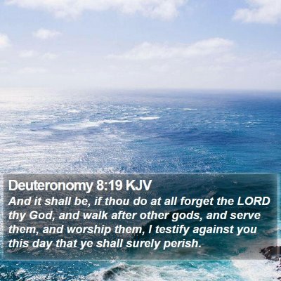 Deuteronomy 8:19 KJV Bible Verse Image