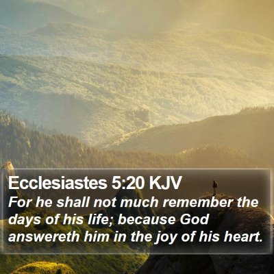 Ecclesiastes 5:20 KJV Bible Verse Image