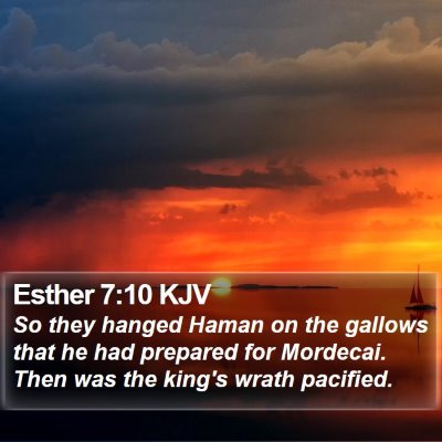 Esther 7:10 KJV Bible Verse Image