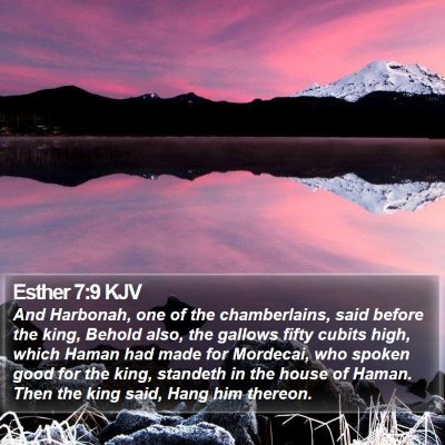 Esther 7:9 KJV Bible Verse Image