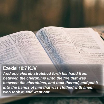 Ezekiel 10:7 KJV Bible Verse Image