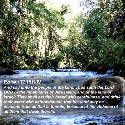 Ezekiel 12:19 KJV Bible Verse Image