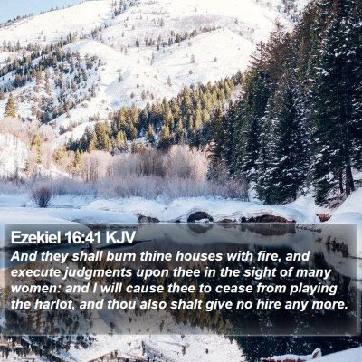 Ezekiel 16:41 KJV Bible Verse Image