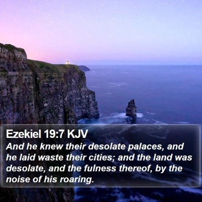 Ezekiel 19:7 KJV Bible Verse Image