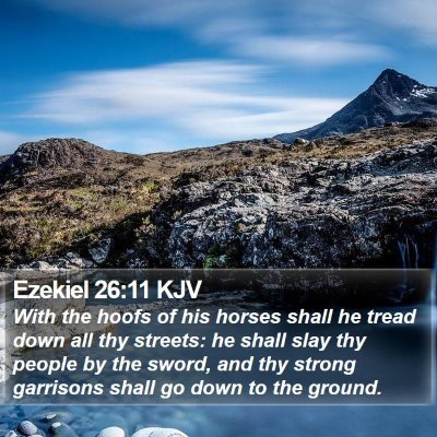 Ezekiel 26:11 KJV Bible Verse Image